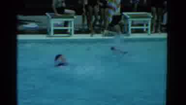 Yonkers New York (1953): Young Kids Swimming Across A Pool As They Race Each Other