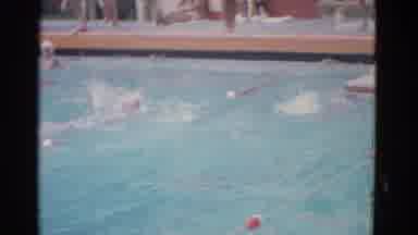 Yonkers New York (1953): Swimmers Wearing White Caps Finishing A Backstroke Race