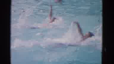 Yonkers New York (1953): Two Kids Swimming In Pool In Apparent Competition On Nice