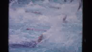 Yonkers New York (1953): Slow Motion Shot Of Backstroke Swimming Competition Or