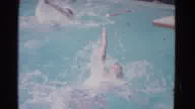 Yonkers New York (1953): Pair Of Swimmers Swimming Backstroke In Pool On A Bright