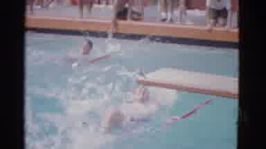 Yonkers New York (1953): Two People Swimming Backwards In A Pool Of Water While