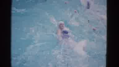 Yonkers New York (1953): Two Women Perform Backstroke In A Swimming Pool Separated
