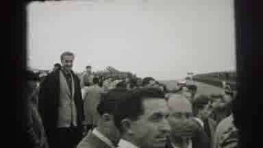 Le Mans France (1954): Packed Stands Of Spectators Watch As Race Cars Speed Past