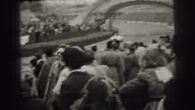 Le Mans France (1954): A View Of Men With Old Cars And A View Of Cars Racing