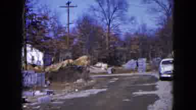 Hicksville New York (1954): View Of Light Blue Car Parked In Front Of A White