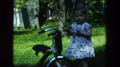 Hicksville New York (1954): Toddler Girl Playing Outdoors With A Screwdriver