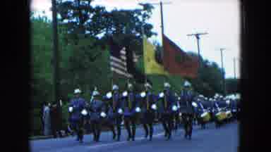 Hicksville New York (1954): An Official March With Men In Uniform Holding Country