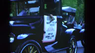 Hicksville New York (1954): Bank Sign On Model T Ford Vehicle On A Clear Day