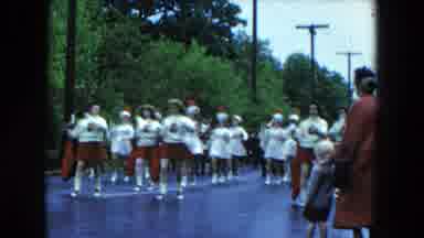 Hicksville New York (1954): Parade With Fire Trucks Cheerleaders And Majorettes