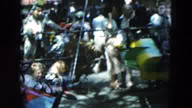 Hicksville New York (1954): Children Riding On Circular Amusement Park Swing Type