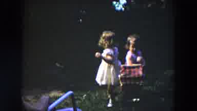Hicksville New York (1954): Girls Play With Wooden Objects On A Bright Sunny Day
