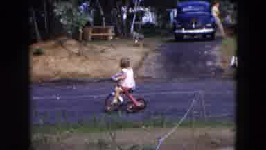 Hicksville New York (1954): Child Tricycle Bike Riding Sunny Fun Summer Exercise