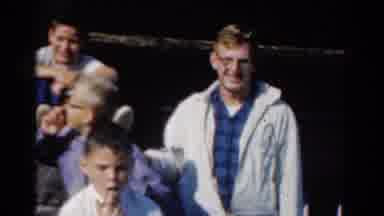 California USA (1954): Children And A Young Man Standing Around And Posing For A