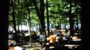 California USA (1954): People Set Up A Picnic Blanket At A Table In The Middle Of
