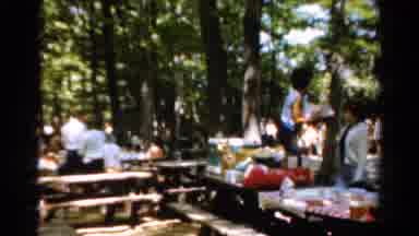 California USA (1954): Setting Up Our Family Table For A Picnic In The Park