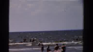 Panama City Beach Florida (1954): People Having Fun At The Beach On A Windy Day