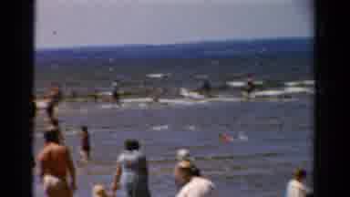 PANAMA CITY BEACH FLORIDA-1954: People Are Gathered In The Sun At The Beach And