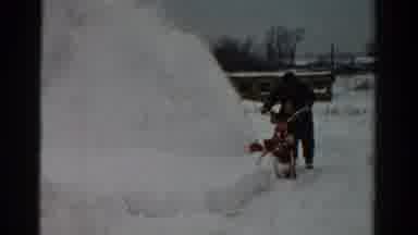 Toledo Ohio USA (1954): Lone Man Using A Snow Blowing Device To Move Masses Of