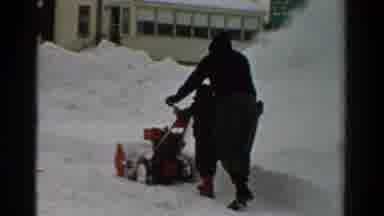Toledo Ohio USA (1954): Little Boy Helping His Father Push A Snow Blower Clearing