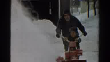 Toledo Ohio USA (1954): Father Teaches Young Son To Use A Snowblower And Hand