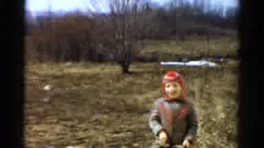 Toledo Ohio USA (1954): Male Child Standing Outside In A Coat And Stocking Cap