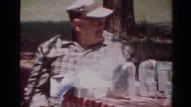 Toledo Ohio USA (1954): Old Man Smiling Having A Picnic With Two Friends In The