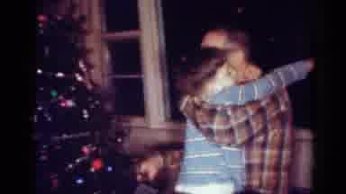 Toledo Ohio USA (1954): Boy Hugs His Grandfather On Christmas Celebration Day At