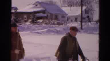 Toledo Ohio USA (1954): Vintage Home Video Of Two Men Shoveling Snow In The Street