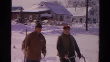 Toledo Ohio USA (1954): Two Men Outside In Lots Of White Snow Shoveling And Snow