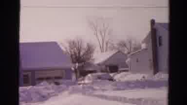 Toledo Ohio USA (1954): Man Clearing Snow With Plow In Neighborhood After Heavy