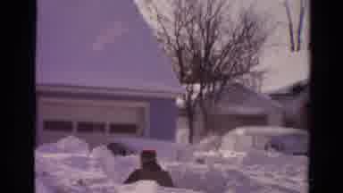 Toledo Ohio USA (1954): Man With A Cap On Snow Blowing His Driveway With Snow