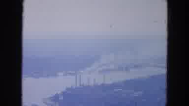 New York City (1954): Aerial View Of City And River On A Cloudy Day