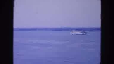 New York City (1954): View Of An Expansive Ocean With A Lone Boat Floating Far