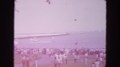 New York City-1954: Speed Boat Racing In The River With Crowd Watching