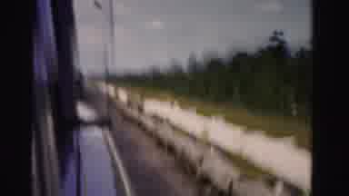 Dade County Florida (1955): Passing View Of White Wooden Guardrail And Trees On A