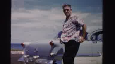 Dade County Florida (1955): Man Wearing Shirt And Trousers Walks Near Auto Then