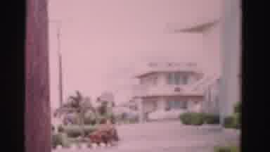 Dade County Florida (1955): Windy Palm Trees Outside Hotel Tropicana Person Waving