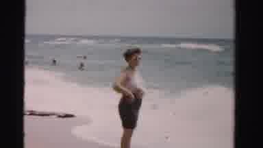 Dade County Florida (1955): Woman In Shorts Standing On The Beach View Of The