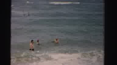 Dade County Florida (1955): Vintage Film Of Vacation Family In Ocean On Sunny Day