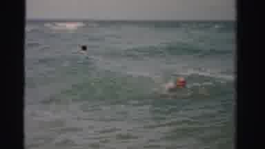 Dade County Florida (1955): Older Man Swimming Back To Shore From Swimming In The