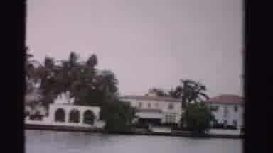 Dade County Florida (1955): Passing By Houses And Palm Trees On Waterway On A