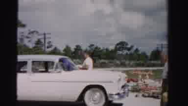 Dade County Florida (1955): Two Men Walking To And Loading Up Car With Groceries