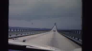 Dade County Florida (1955): On A Causeway Following A Car Over The Lake With