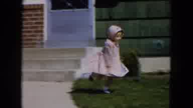 Hicksville New York (1955): Young Girl In Pink Dress Runs After Ball And Picks It