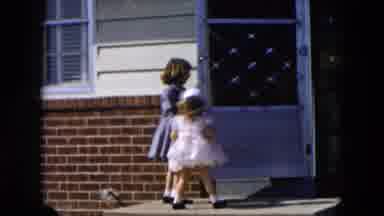 Hicksville New York (1955): Mother And Two Daughters In Fancy Dress Clothes Show