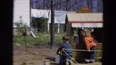 Hicksville New York (1955): 3 Children Are Running And Jumping And Playing In A