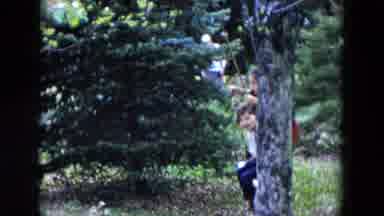Hicksville New York (1955): Young Kids Taking Turns Swinging On A Tree Swing On A