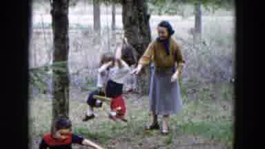 Hicksville New York (1955): Children Various Ages Having Fun Playing Swing Adult