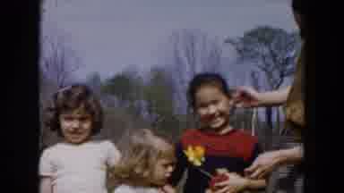 Hicksville New York (1955): Three Children With An Adult Fixing A Girls Hair While